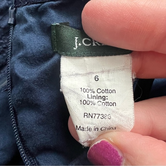 Vintage Y2K J. Crew Navy Cotton Strapless Dress Textured Preppy Classic Small - Picture 5 of 5